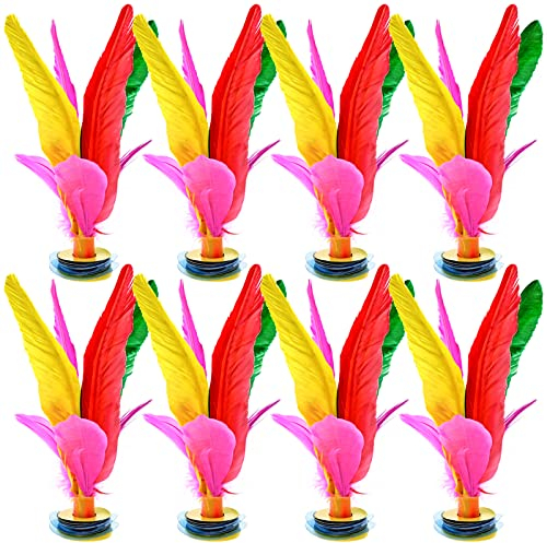 8 Stück Treten Federball Kick Federball Bunte Federbälle Federball Treten Handfederball mit weicher Neopren-Schlagfläche Fußball Treten Federball Fitness Übung Hohe Elastizität Fitness Beine Fuß Übung