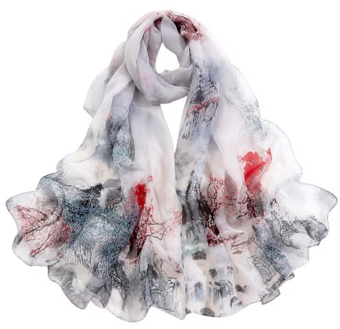 FAIRYGATE Chiffon Retro Schal Damen Leichtes Halstuch Seiden Chiffon Halstuch für Mädchen Frauen Halstuch Kopftuch