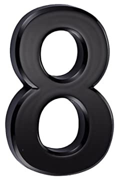 3in 3D Numero civico, numero civico ABS, numero civico autoadesivo, per porta, cassetta delle lettere, interno ed esterno, anticorrosione e antiruggine, resistente alle intemperie,7.5cm(Nero 8)
