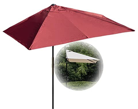 YFZNWHX Mezzo Ombrellone da Balcone, Mezzo Ombrellone da Giardino A Mercato, Mezzo Ombrellone Rettangolare per Patio All'aperto con Manovella E Protezione UV, 5 Costole in Acciaio