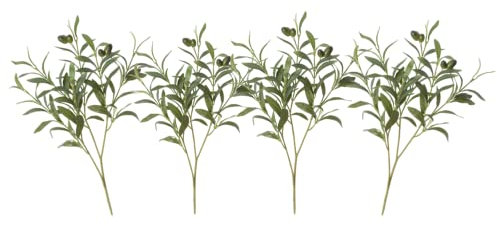 DODXIAOBEUL 4 ramas de olivo artificiales para jarrón, 48 cm, ramas de olivo artificiales, hojas de tallo con frutas, decoración del hogar, bodas, jarrones de fiesta, arreglos florales decorativos