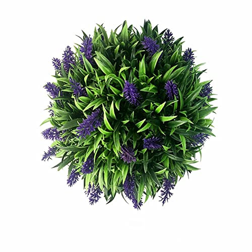 Fake Plant Home Decor Artificial Lavender Topiary Ball Flower Hanging Basket for Home Garden Party Wedding Decoration -25cm