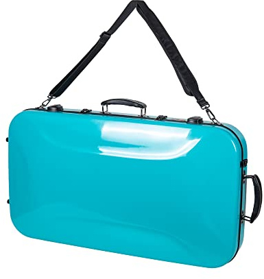 Crossrock, CRF2020MVOR Étui Double en Fibre de Verre à 0 Cordes pour Mandoline de Style A/F et Violon 4/4, Compartiments intérieurs, Rembourrage Fixe et Amovible avec Serrure TSA Orange, Bleu Menthe,