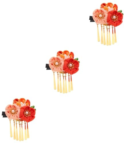 POPETPOP 3st Japansk Stil Blommig Hårklipp Med Fransar Eleganta Håraccessoarer För Traditionella Kläder Och Festligheter