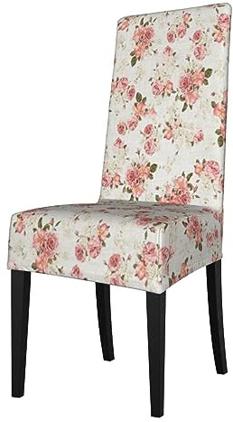 VhoMes Stuhlhussen Vintage Shabby Chic Floral Pink Rose Flower Bedruckter Esszimmerstuhl-Schutzbezug Dehnbarer Stuhlbezug für Hotel