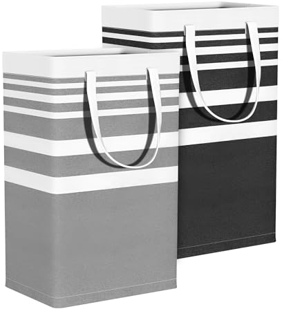 AUSYIWI 2Stück Wäschekörbe, 75L Faltbarer Stoff-Wäschekorb, Großer Organizer-Korb für Kleidung Aufbewahrung, Schmutzige Leinen Tasche mit Griff für Schlafzimmer, Badezimmer, Kinderzimmer