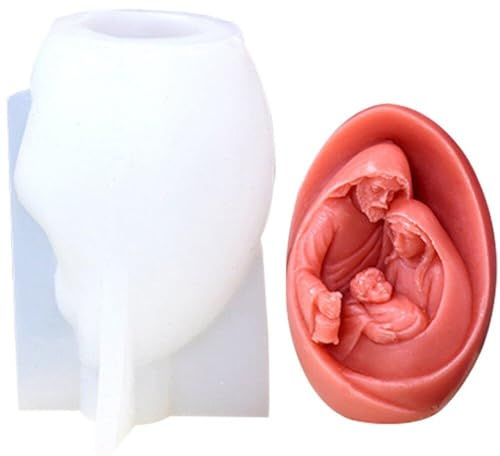 Luxylei Stampo per Candela in Silicone della Sacra Natività 3D Gesù Candela per Aromaterapia Stampo Epossidico per Artigianato Stampo per Famiglia di Gesù Decorazioni per Casa
