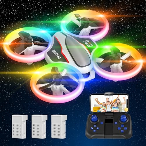 Mini Drohne mit Kamera HD 720P für Kinder, RC Drone mit Mehrfarbige LED Lichter, Quadrocopter mit 3D Flips und 3 Akkus, 21 Min Lange Flugzeit, Spielzeug Drohne Helikopter für Kinder und Anfänger