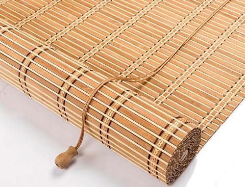 Innen und Outdoor Retro-Bambusrollo, Natur Verdunkelungsrollos Sonnenschutz und Sichtschutz, Schattierungsrate 70% Bambus Rollo Anti-UV, Jalousien für Balkon Restaurant Teestube Pavillon Innenhof (S
