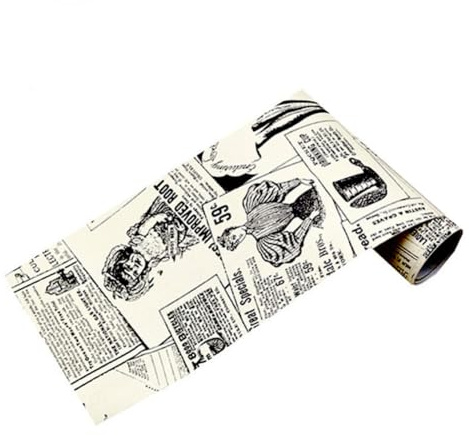 Peosaard Adhésif vintage journal en papier décoratif papier peint meubles autocollants papier peint 45x300cm, plateau en papier auto-adhésif