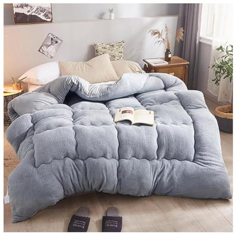 Mosnesrt Edredón Algodón Invierno, Edredón De Microfibra Terciopelo Y Borreguito, Cálido Gruesa Engrosado Otoño E Invierno Manta Reversible con Borreguito, para Clima Frio, 200x230cm (4kg)