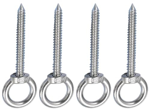 4 PCS Eye Bolts, Screw Hooks, 12cm M10 Screw Eyes Load Capacity 230kg Eye Hooks, Heavy Duty Large Hook and Eye Screw in Eye Screws for Hammock Stand, Swing Chair, Yoga, Heavy Indoor and Outdoor Uses
