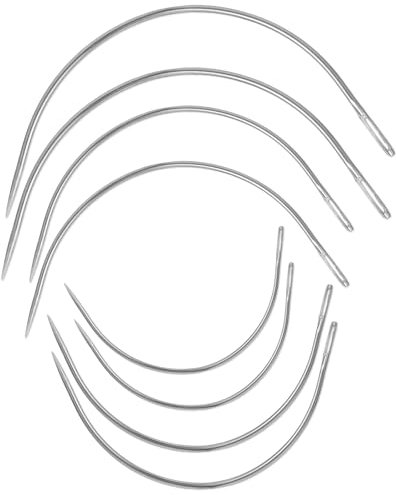 8Stk Gebogene Nähnadeln,Leder-Nähnadeln,Polster-Webnadeln,C-Typ-Nadeln,Gebogene Nadeln Dünn,Perücke C Gebogene Nadeln,Leder Nähen Nadeln,Rund Leder Sattlernadel,für Teppich Leder Leinwand Reparatur