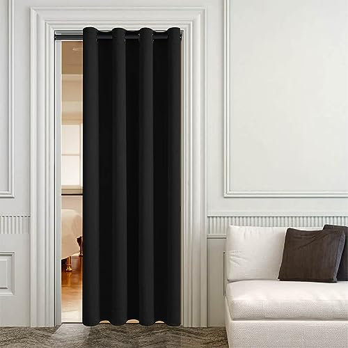 DWCN Door Blackout Curtains for Bedroom Black Curtains Door Curtain Thermal Eyelet Curtain Home Decoration 52x 84 Black 1 Panel