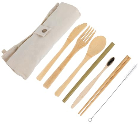 MAGICLULU Wiederverwendbares Besteckset – 8-teilig Mit Tragetasche Leicht Und Für Den Täglichen Gebrauch Zu Hause Auf Reisen Und Im Freien