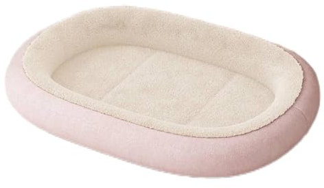 Pevfeciy Orthopädisches Hundebett Katzenbett Hundesofa Vierseitiges Nackenrolle Kissen rutschfeste Unterseite Hundekorb für Kleine Mittelgroße Hunde und Katzen,Rosa,L