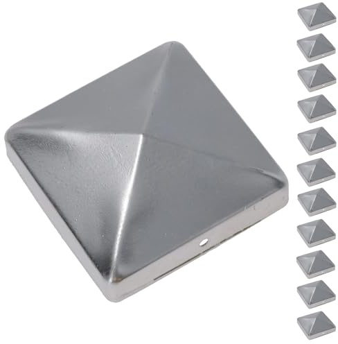 Zaunpfostenkappen aus Metall für Zaunpfosten, 75 mm x 75 mm, Schutzabdeckung, Silber, 12 Stück