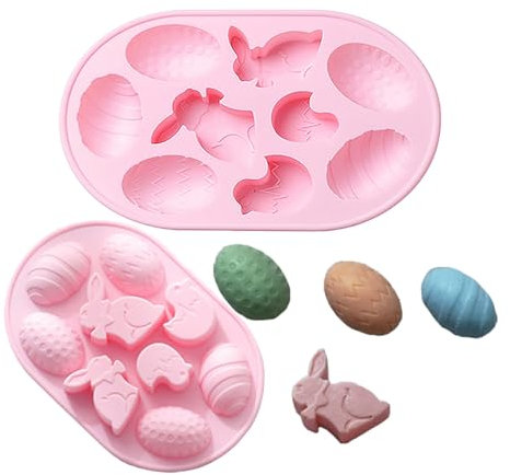 Molde de silicona de Pascua con forma de conejo, molde de chocolate de silicona, moldes para hornear mini jabón de caramelos de Pascua, pasteles, pan, magdalenas y gelatina