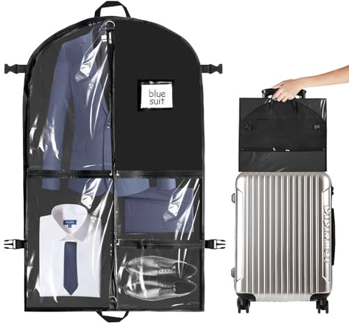 Sacchetto per abiti con 5 scomparti, pieghevole, con chiusura lampo, impermeabile, 100 × 60 cm, antipolvere, per abito vestito, scarpe da viaggio