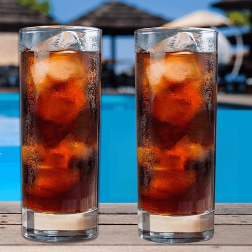 Vasos Highball, vasos de té helado de cristal transparente, vasos, vasos para bebidas frías, cerveza, cócteles, jugo para el hogar, bar, 13 onzas