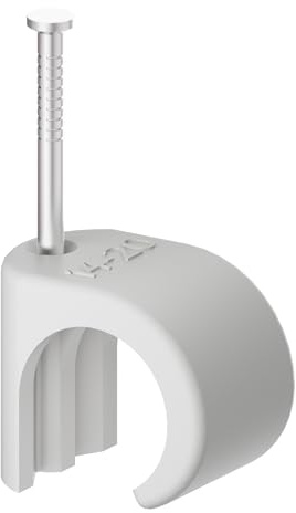 Temolink Kabelschellen, 50 Stück Nagelschellen, 14-20 mm, 304 Edelstahl, Kabelmanagement für Telefon und Ethernetkabel, Stromkabel, Rohr, Grau