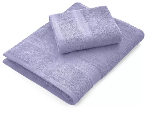 Bassetti Dream - Set Gesichtsbadetücher und Bidet Paar Badetücher mit Gästehandtuch 430 g/m² | 60x110 cm + 40x60 cm | (Glyzinien)