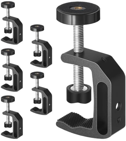 UBOHUZ C-Zwingen 6 Stück Universal-C-Klemme mit 1/4 Zoll und 3/8 Zoll Gewindeloch Aluminium-Stützklemme for die Desktop-Halterung Für Holzarbeiten