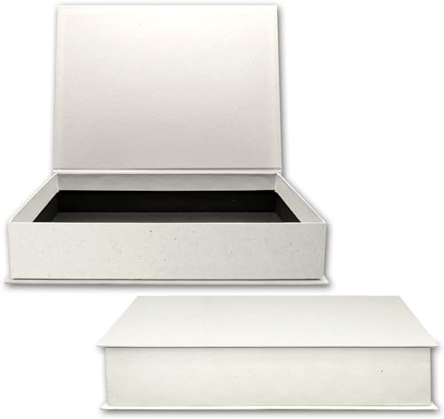 NEUSER PAPIER Geschenkbox mit Klappdeckel - 1 Stück - DIN A4 - Natur(weiß) bezogen - innen schwarz kaschiert - 334 x 242 x 65 mm - Aufbewahrungsschachtel