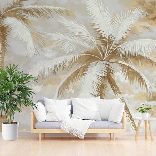 Générique Papier Peint Panoramique Plantes Tropicales, Palmiers Toison Mur 150x105cm(L x H) Moderne Papier Peint Intissé pour Chambre Salon Bureau Personnalisé Décoration Murale Bananier Vintage