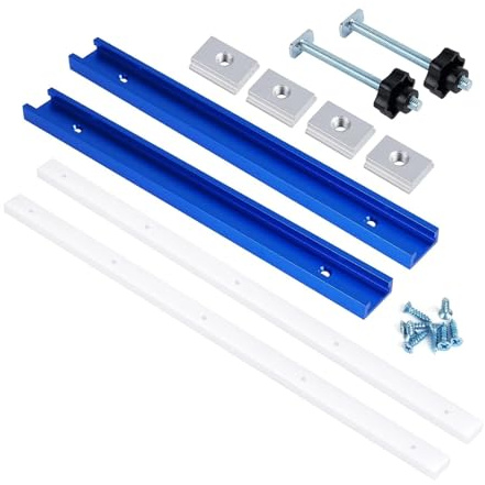 HKVTVCYPYA 1Set Table Saw Crosscut Sled Kit with Aluminum T-Track Miter Bars Knob Bolt Screws for DIY Woodworking(Blue)