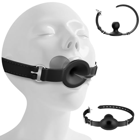 LMGOUK New Silicone Mouth Gag BDSM Bondage Gags Muzzles Breathable Ball Gag Adjustable Belt Mouth Plug Games Erotic Adult Sex Toy for Women Couples Role Play Restraints Toys