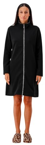 maryplaid - Vestaglia Donna in Pile Nero con Bordo Maculato – Morbida, Calda e Confortevole – Zip Frontale – Art. 6V84212