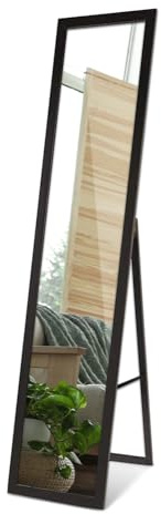 Tulup Standspiege 36x156 cm Garderobenspiegel für Garderobe Schlafzimmer Wohnzimmer Flur Holzrahmen Dekorativer Spiegel Stehspiegel Ankleidespiegel mit Ständer Vertikaler Schwarzer Rahmen