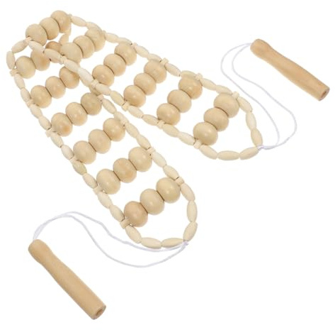 HOLIDYOYO Holz Massageroller mit Griff für Rücken und Arme zur Muskelentspannung und Schmerzlinderung im Büro und Reisen in Beige