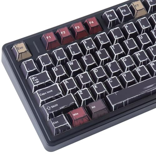 JakeTsai PBT Keycaps,143 Keys Manga Style Theme Keycap Dye Sub Cherry Profile Manga Mixed Light Black Custom Keycaps for Cherry Magnetic Switches UK Layout Mechanical Keyboards