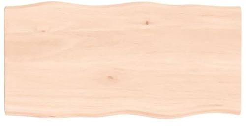 Eleganz Tavolo in legno di quercia massiccio, 80 x 40 x 2 cm, non trattato con bordo dell'albero, naturale per cucina, soggiorno o ufficio, robusto e durevole