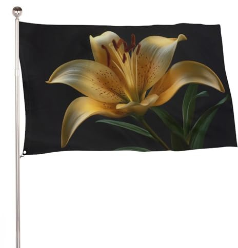 Drapeau lys jaune sur drapeau noir 9,5 x 1,5 m pour jardin, cour, porche, pelouse, ferme