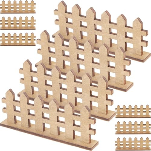 HOMSFOU Lot de 12 Mini Clôtures en Bois Café pour Maison de Poupée, Décor Jardin Miniature, Clôture Miniature à Piquets, Accessoires pour Loisirs Créatifs et Décoration de Pots de Fleurs