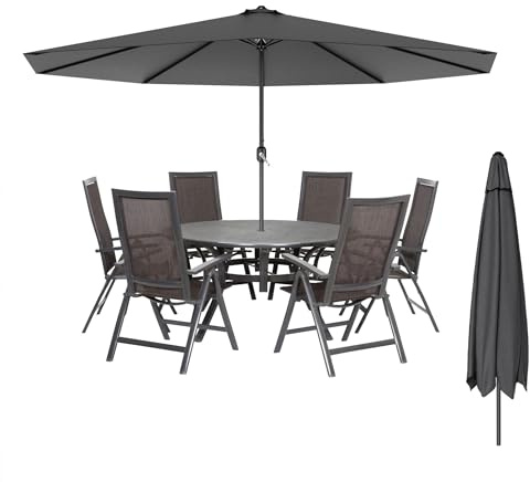 UISEBRT parasoll aluminium med vev, 8 stålstänger, UPF50 UV-skydd och vattentätt, ventilerat, solLED-alternativ, 300/350 cm för trädgård terrass pool