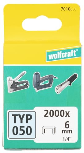 wolfcraft Breitrückenklammern, Typ 050, 6mm I 7010000 I Ideal zum Befestigen von Stoffen, Textilien und dünnen Holzleisten