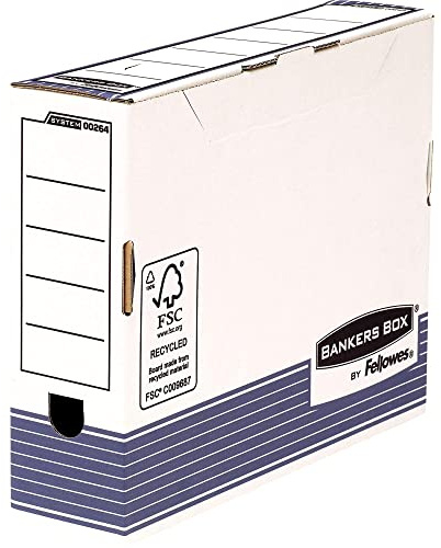Fellowes Bankers Box - Caja de archivo definitivo automático, A4, 80 mm, 10 unidades, color blanco y azul