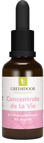GREENDOOR Haut-Pflege Konzentrat BIO Arganöl Hagebutte 30ml Naturkosmetik gegen Falten, Stärkung der Regeneration, veganes konzentriertes nährendes Elixier, antifalten Serum Gesicht