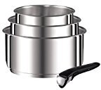 Tefal L9419502 Ingenio Preference Set de 3 Casseroles 16/18/20 cm + 1 Poignée Non Revêtues Tous Feux Dont Induction, Acier Inoxydable, INOX, 28, 5 x 22, 5 x 11, 5 cm