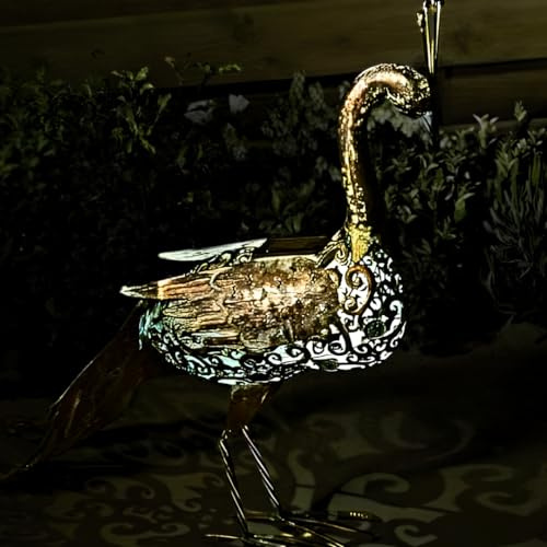 Garden mile Solar Powered Light up Peacock with LED Lights Copper Effect Metal Garden Animal Sculptures Ornaments Decoration LED Ornament for Patio
