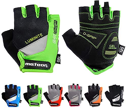 meteor Enfants Gants de Vélo Garçons Filles Cyclisme VTT Demi-Doigts Antidérapant Mitaines de Sport Antichoc Respirant Courts pour Bicyclette Réglables Scooter Paire de Gant