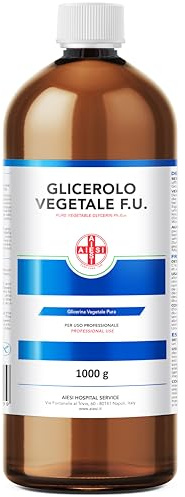 AIESI® Glicerina Vegetal Ph.Eur. Frasco puro de 1 kg, glicerol líquido puro, para uso farmacéutico, alimentario, cosmético y dermatológico, Made in Italy
