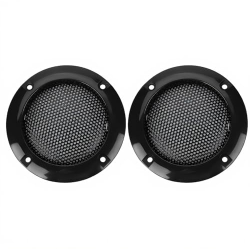 ASHATA Cubierta de Altavoz Protección de 2 Pulgadas, Rejilla del Altavoz de Coche,Tela a Prueba de Polvo Redonda de Malla para Altavoz Círculo Decorativo Accesorios de Audio(Negro)