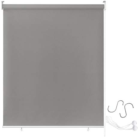 AUFUN Außenrollo Balkon Outdoor Rollo Wetterfest 180 x 240 cm Grau | Outdoorrollo Sonnenschutz Balkonrollo UV Schutz, Reflektierende Thermofunktion für Fenster & Türen