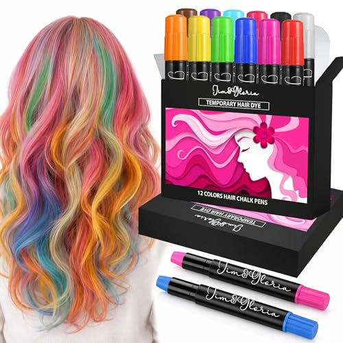 Jim&Gloria Dustless Hair Chalk for Girls Washable Dye, Toys Birthday Gifts for Girls Makeup Kit, Temp Paint Temporary Hair Color for Teenage Grils, Teen Girl Gifts or Adults
