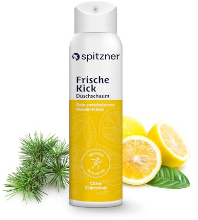 Spitzner Duschschaum Citrus-Ceder 50 ml | Wellness-Dusche | sanft reinigender Schaum | dermatologisch getestet, vegan und hautverträglich | ideal nach dem Sport